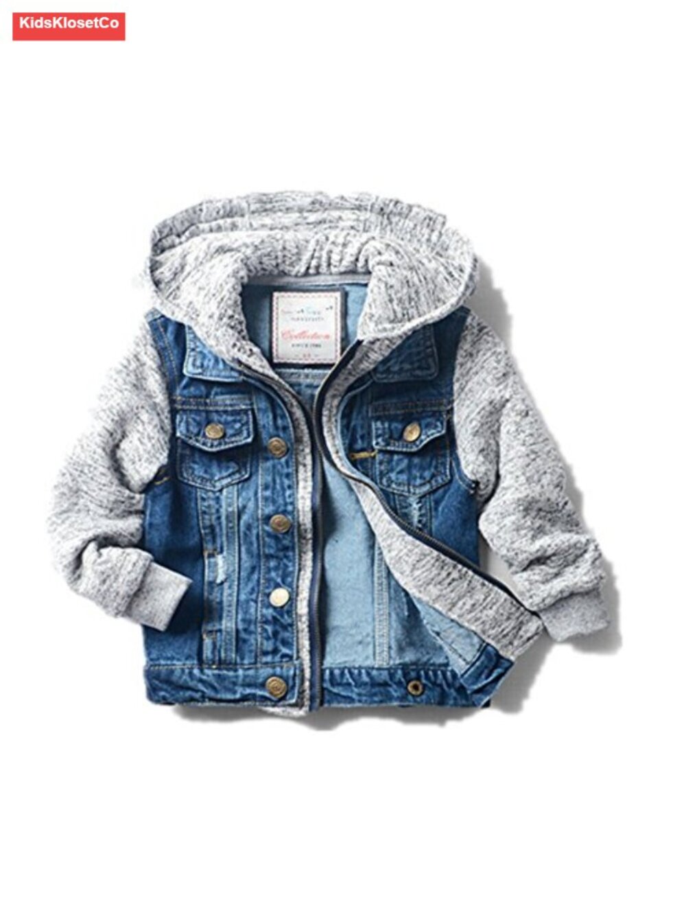 Boys Denim Trucker Jacket Hooded Zip Front Jean Coat